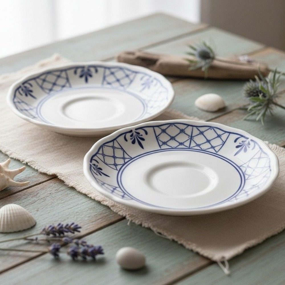 Johnson Brothers 6" Ironstone Saucers Provincial England Set of 2 Blue